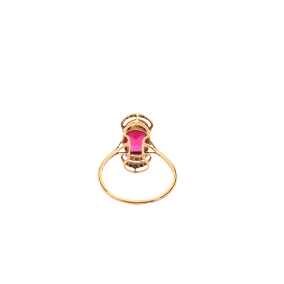 Bague en or jaune, platine, rubis et diamants - Castafiore