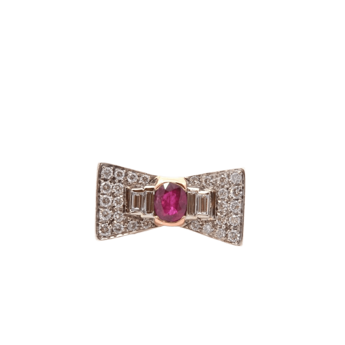 Bague en or jaune, platine, rubis et diamants - Castafiore