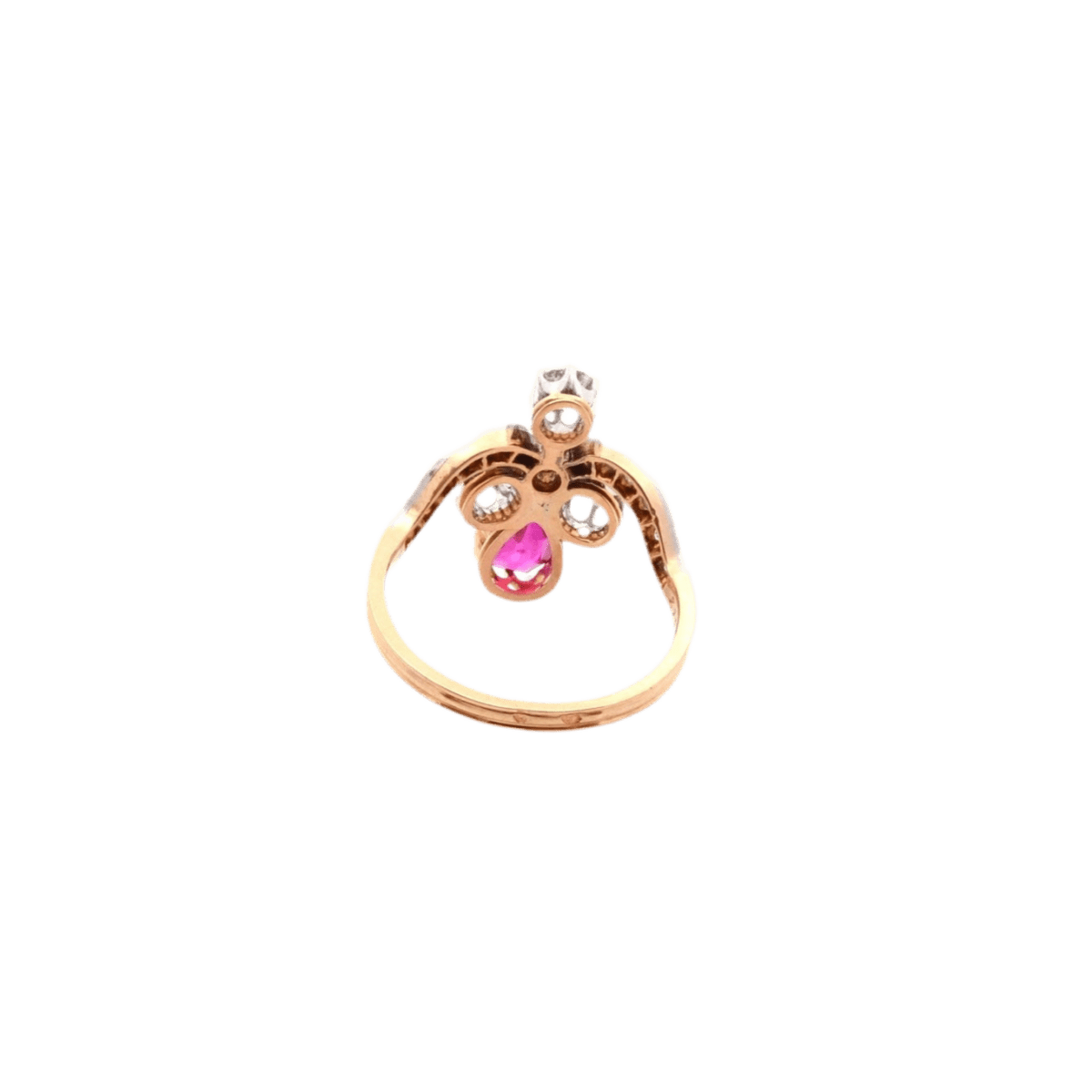 Bague en or jaune, platine, rubis et diamants - Castafiore