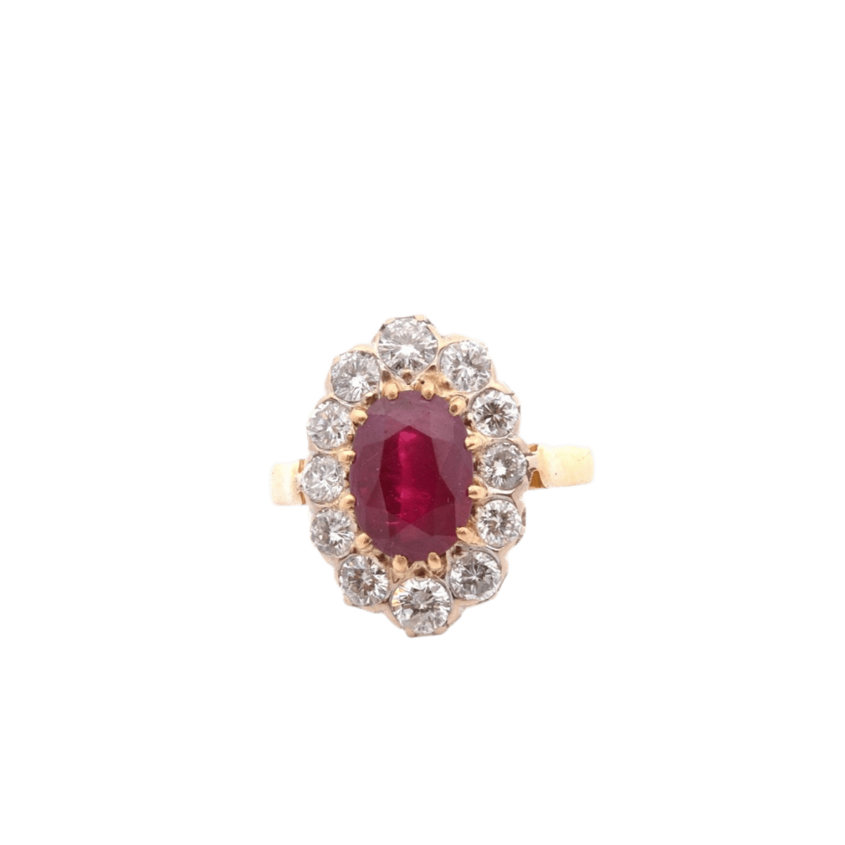 Bague en or jaune, platine, rubis et diamants - Castafiore