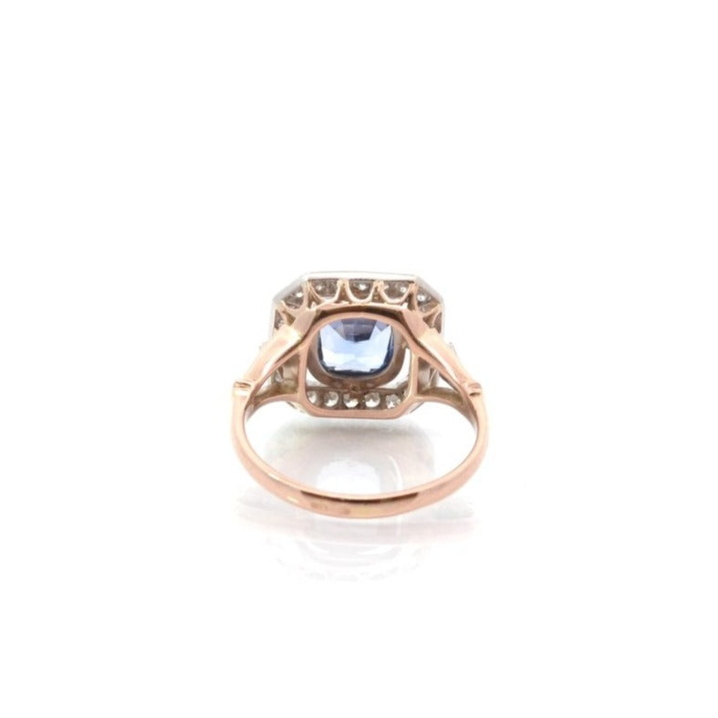 Bague en or jaune, platine, saphir et diamants - Castafiore