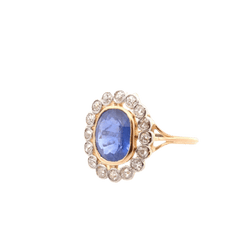 Bague en or jaune, platine, saphir et diamants - Castafiore