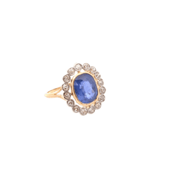 Bague en or jaune, platine, saphir et diamants - Castafiore