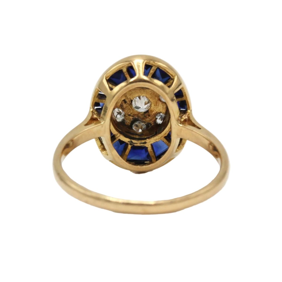 Bague en or jaune, platine, saphirs et diamants - Castafiore