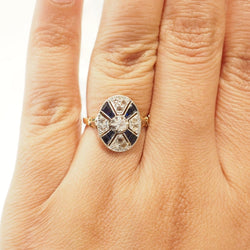 Bague en or jaune, platine, saphirs et diamants - Castafiore