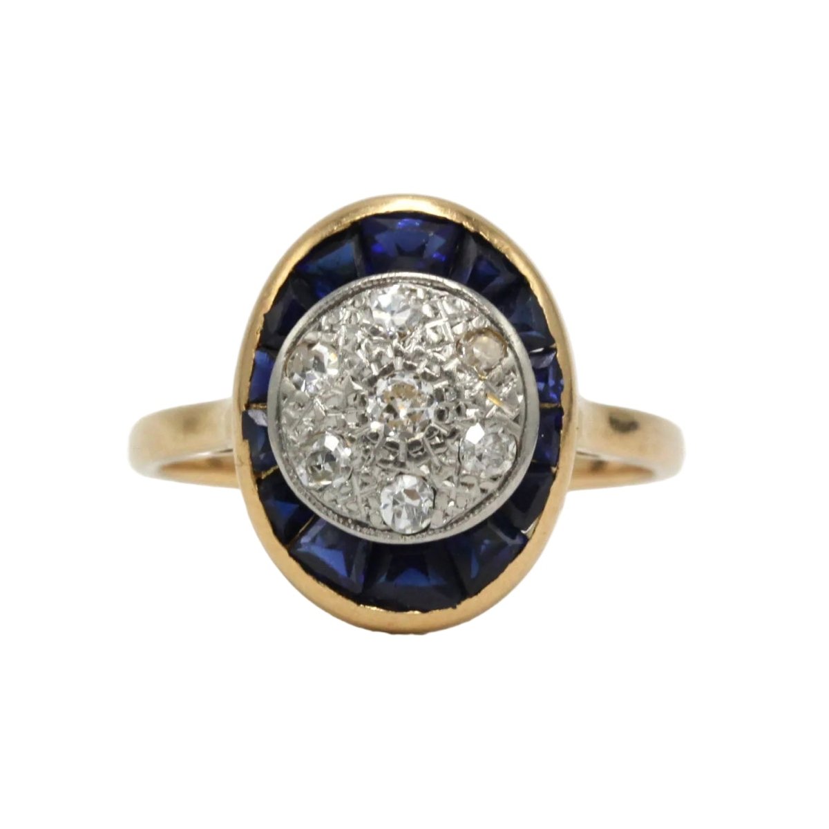 Bague en or jaune, platine, saphirs et diamants - Castafiore