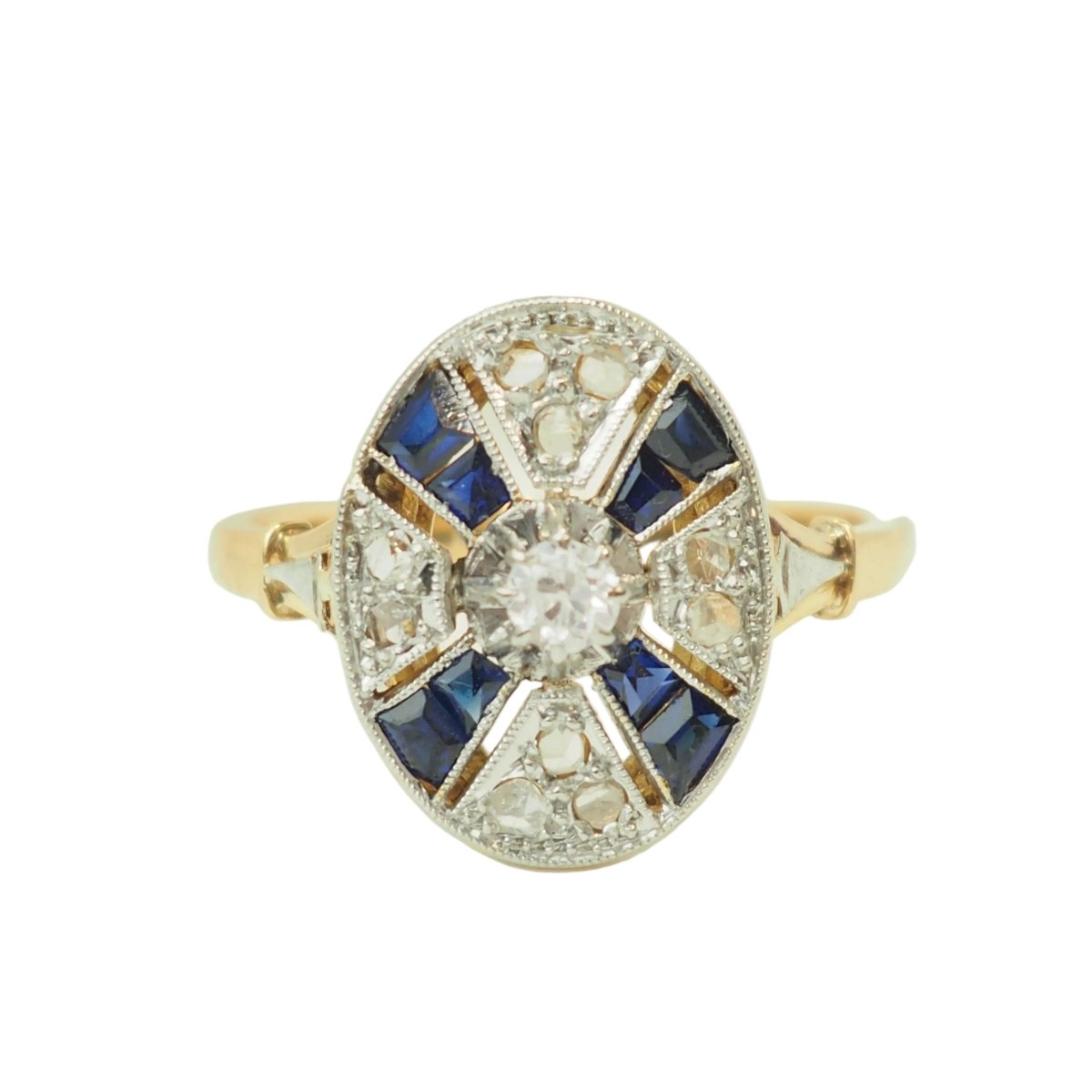 Bague en or jaune, platine, saphirs et diamants - Castafiore