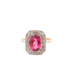 Bague en or jaune, platine, tourmaline et diamants - Castafiore