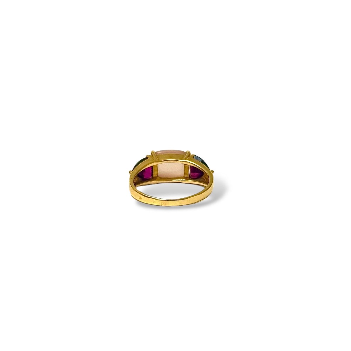Bague en or jaune, quartz rose et améthystes - Castafiore