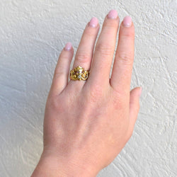 Bague en or jaune, rubis et diamant - Castafiore