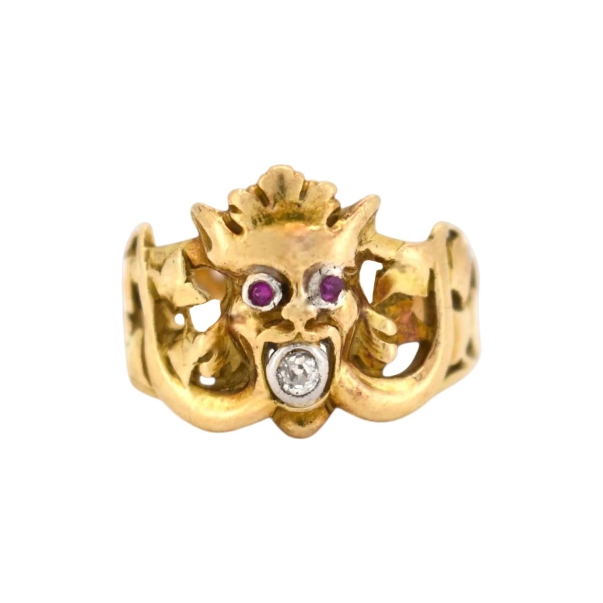 Bague en or jaune, rubis et diamant - Castafiore