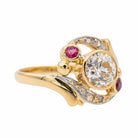 Bague en or jaune, rubis et diamant - Castafiore