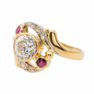 Bague en or jaune, rubis et diamant - Castafiore