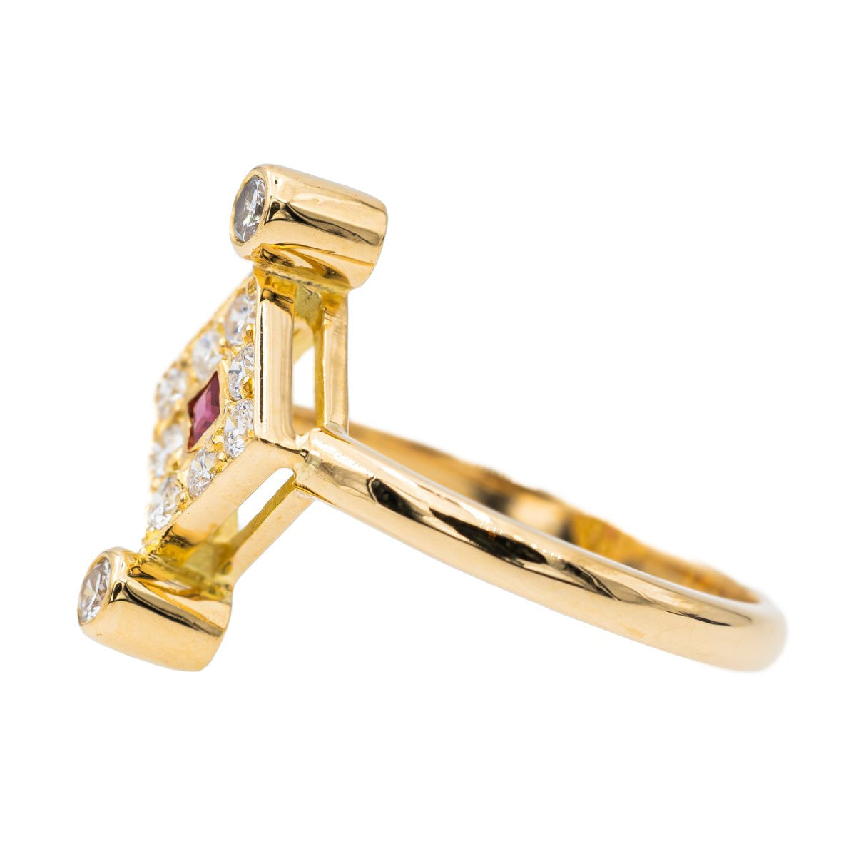 Bague en or jaune, rubis et diamant - Castafiore