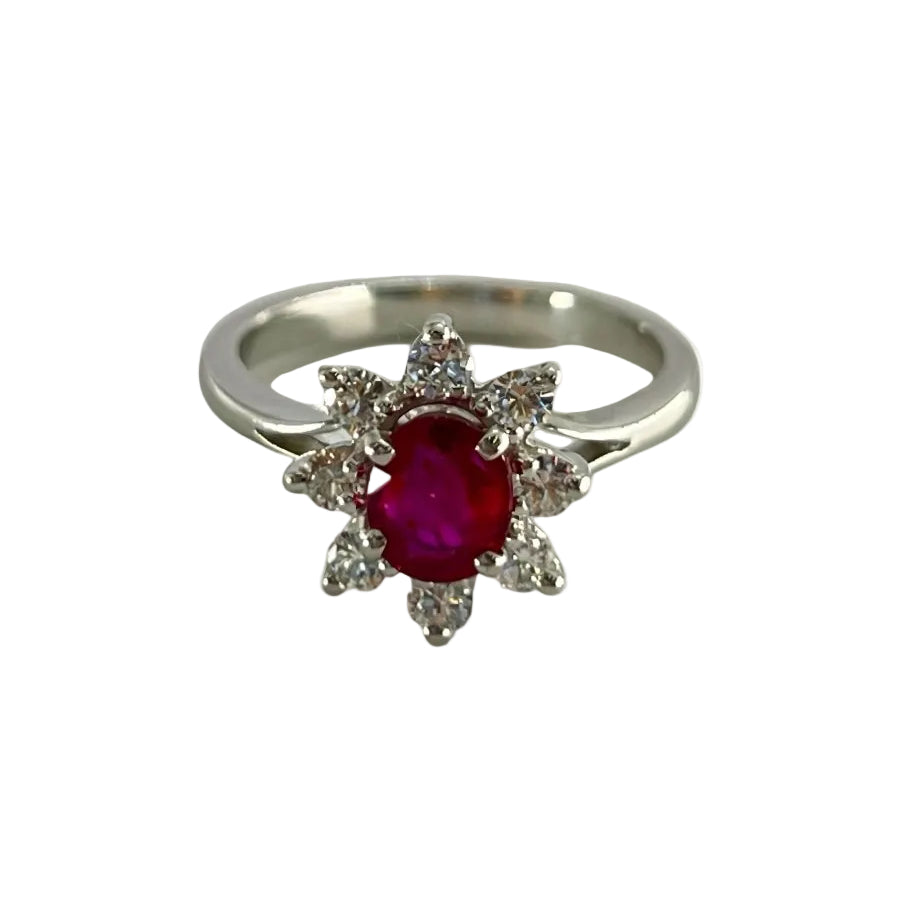 Bague en or jaune rubis et diamants - Castafiore