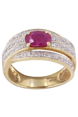 Bague en or jaune, rubis et diamants - Castafiore