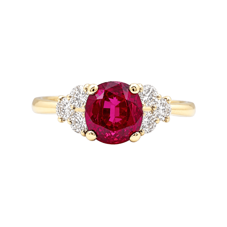 Ring yellow gold, rubies and diamonds.