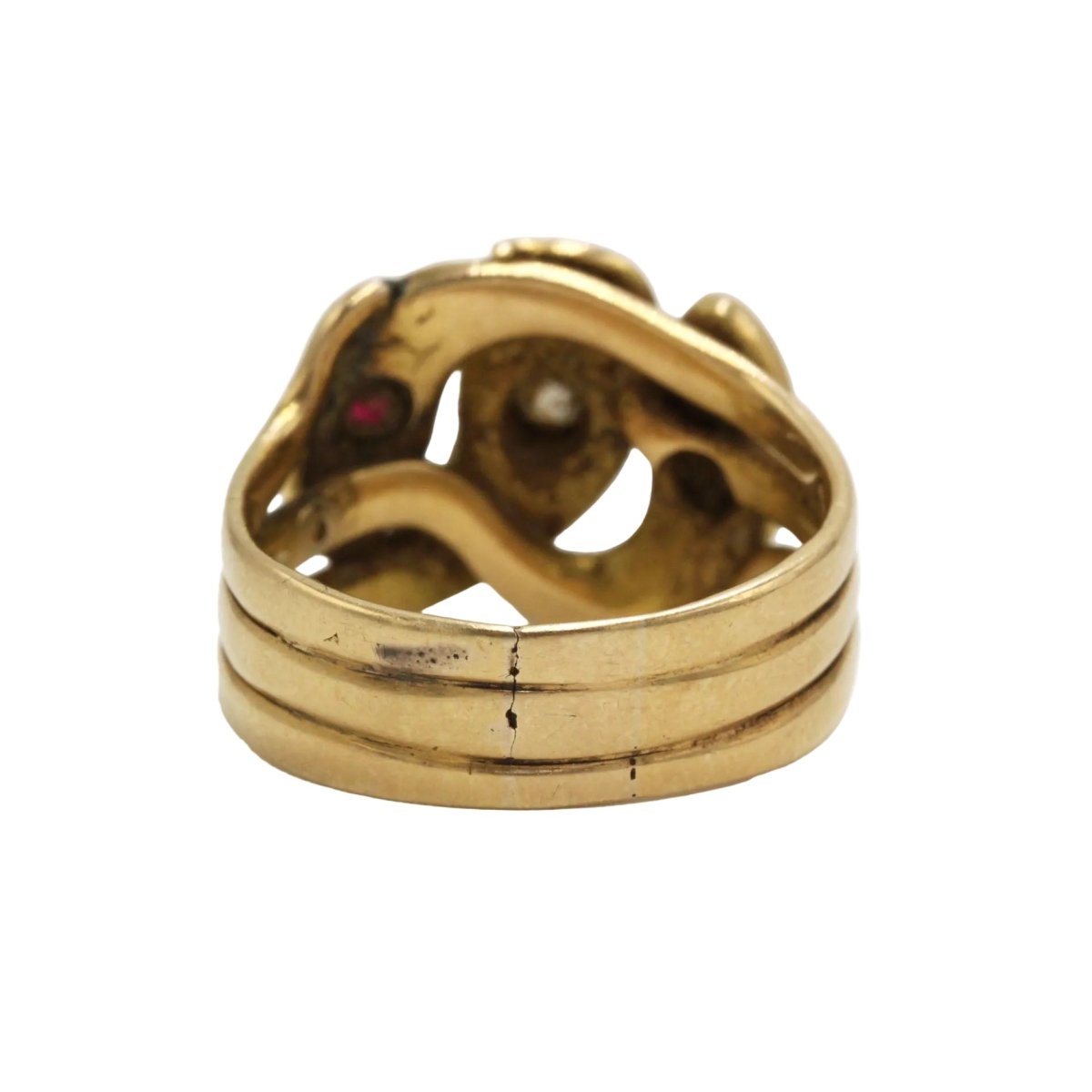 Bague en or jaune, rubis et diamants - Castafiore