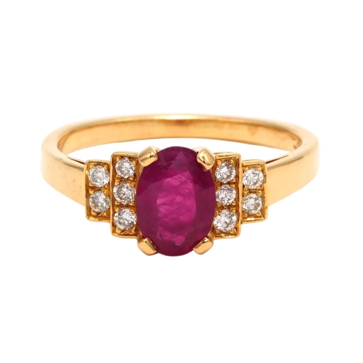 Bague en or jaune, rubis et diamants - Castafiore