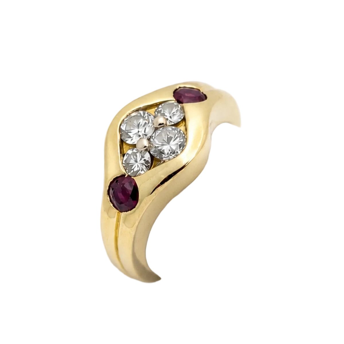 Bague en or jaune, rubis et diamants - Castafiore