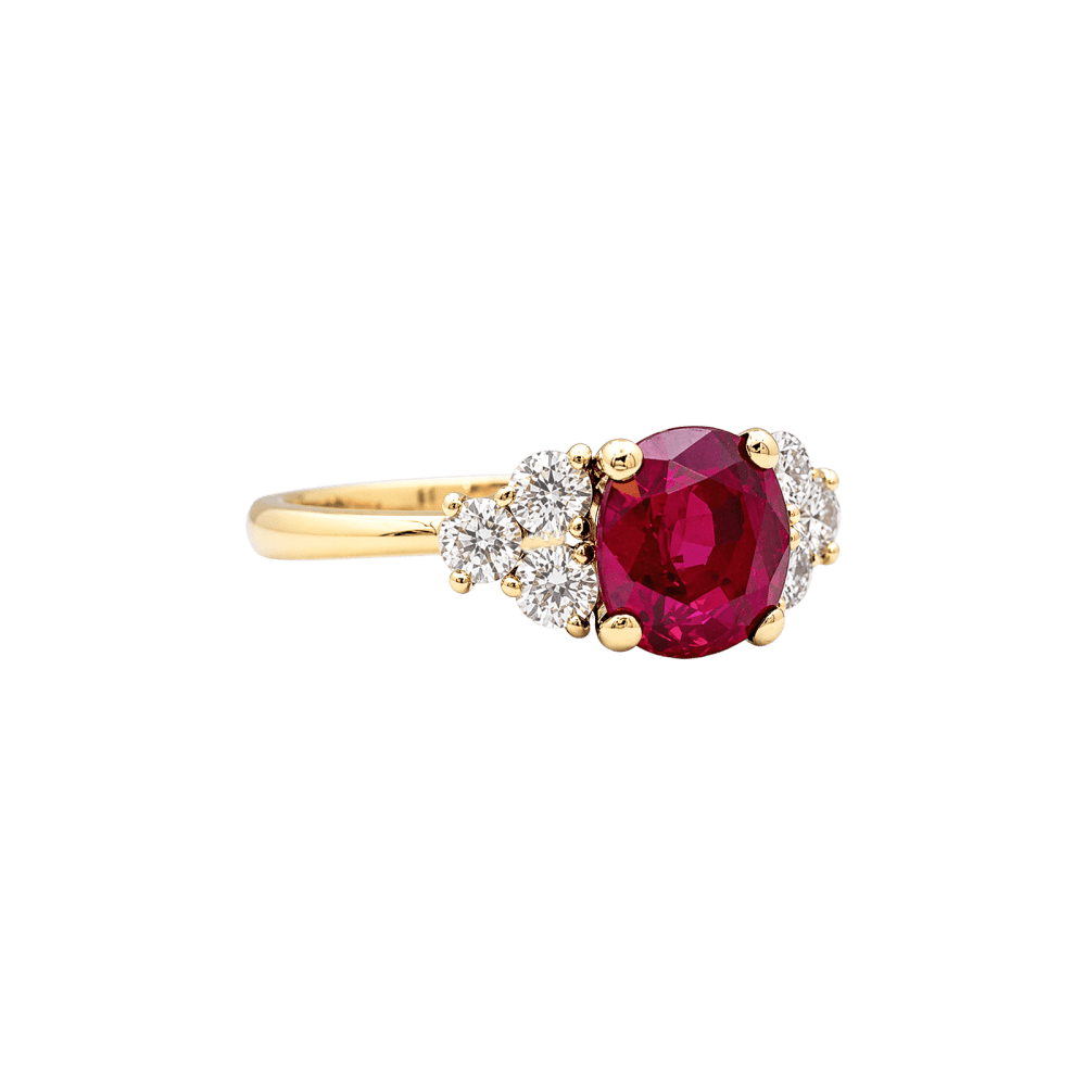 Ring yellow gold, rubies and diamonds.