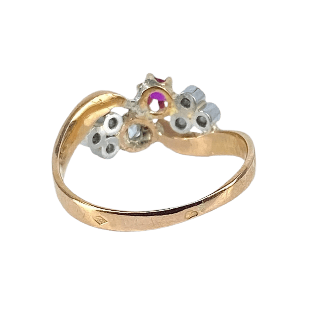 Bague en or jaune, rubis et diamants - Castafiore