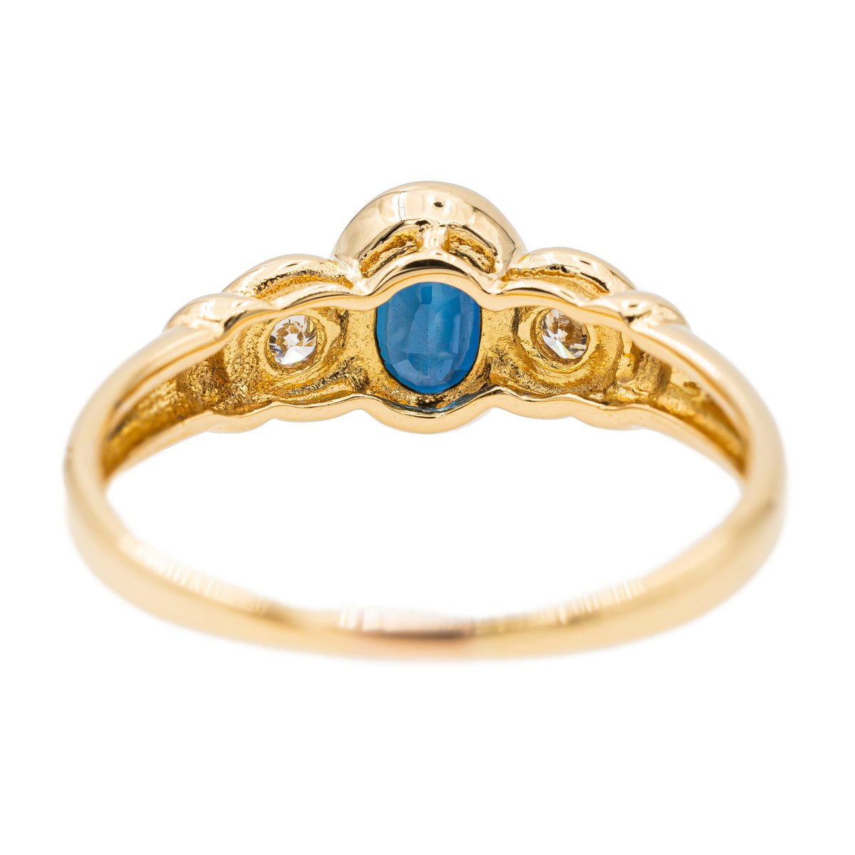 Bague en or jaune, saphir et diamant - Castafiore