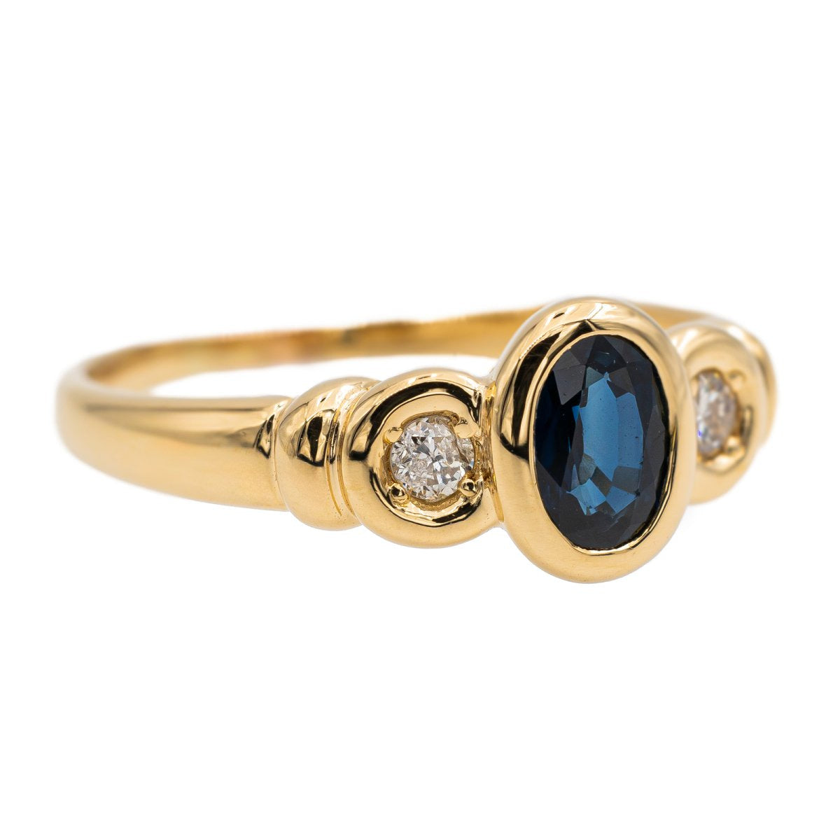 Bague en or jaune, saphir et diamant - Castafiore