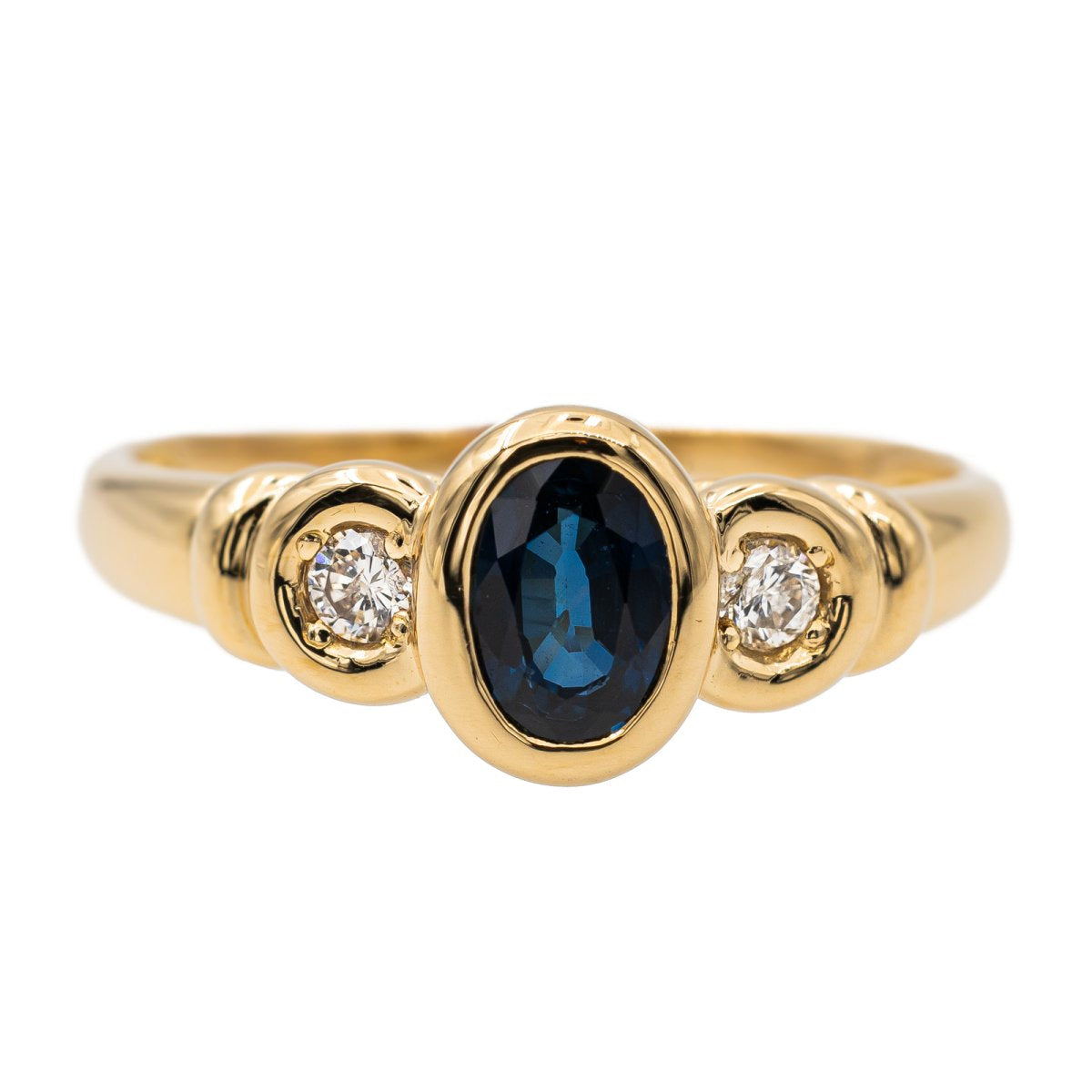 Bague en or jaune, saphir et diamant - Castafiore