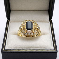 Bague en or jaune, saphir, et diamants - Castafiore