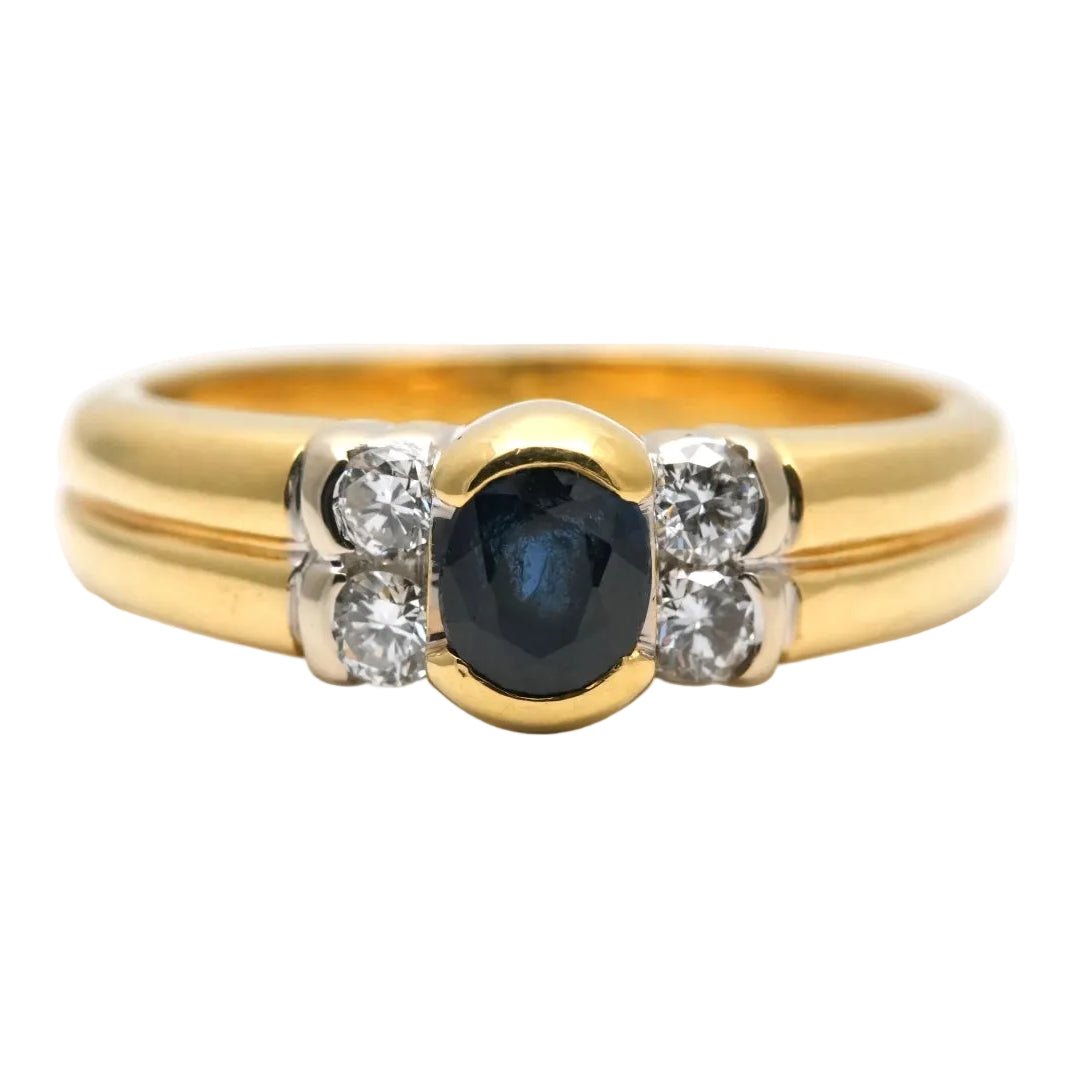 Bague en or jaune, saphir et diamants - Castafiore