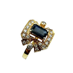 Bague en or jaune, saphir, et diamants - Castafiore