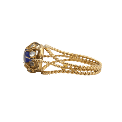 Bague en or jaune, saphir et diamants - Castafiore