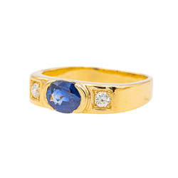 Bague en or jaune, saphir et diamants - Castafiore