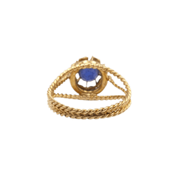 Bague en or jaune, saphir et diamants - Castafiore