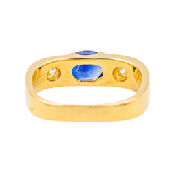 Bague en or jaune, saphir et diamants - Castafiore