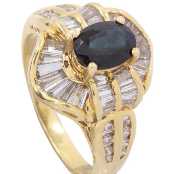 Bague en or jaune, saphir et diamants - Castafiore