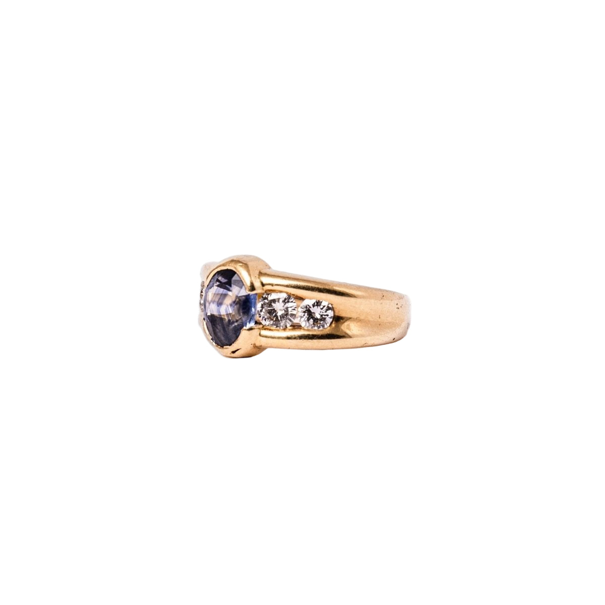 Bague en or jaune saphir et diamants - Castafiore