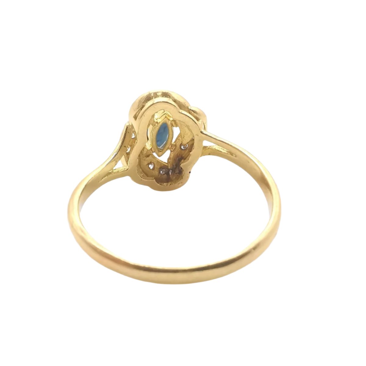 Bague en or jaune, saphir et diamants - Castafiore