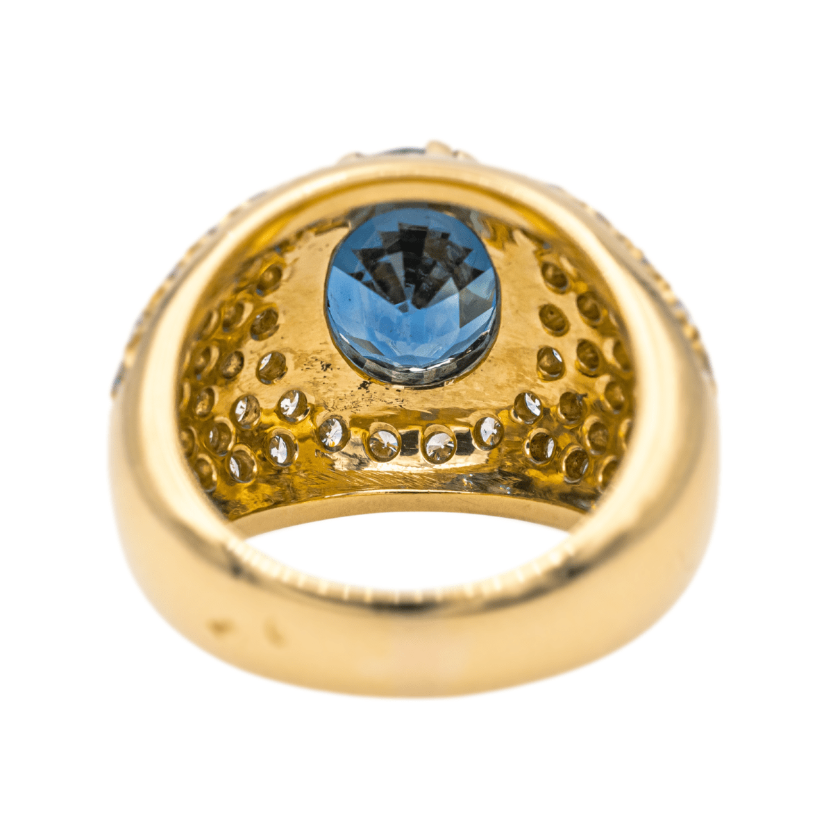 Bague en or jaune, saphir et diamants - Castafiore