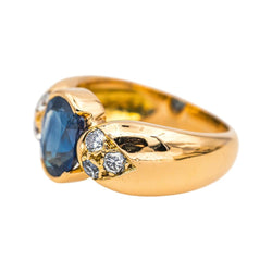 Bague en or jaune, saphir et diamants - Castafiore