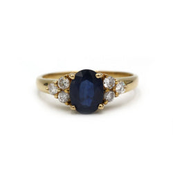 Bague en or jaune, saphir et diamants - Castafiore