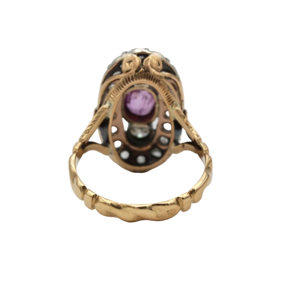 Bague en or jaune, saphir et diamants - Castafiore