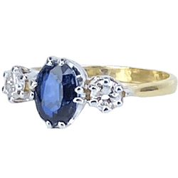 Bague en or jaune, saphir et diamants - Castafiore