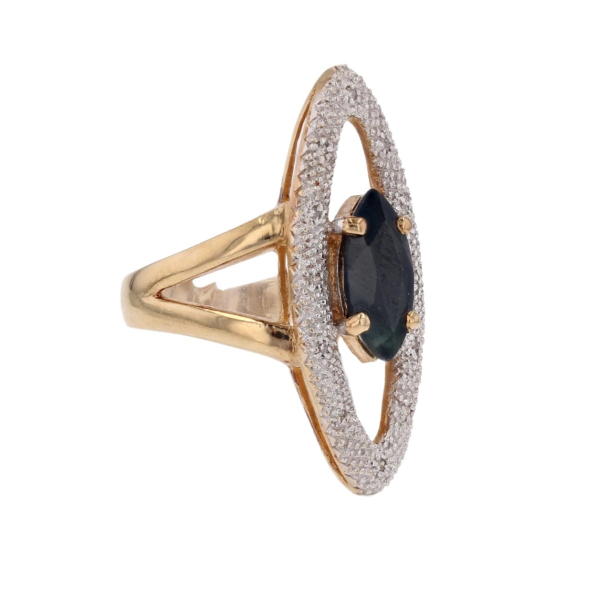 Bague en or jaune, saphir et diamants - Castafiore