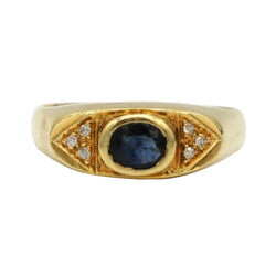 Bague en or jaune, saphir et diamants - Castafiore