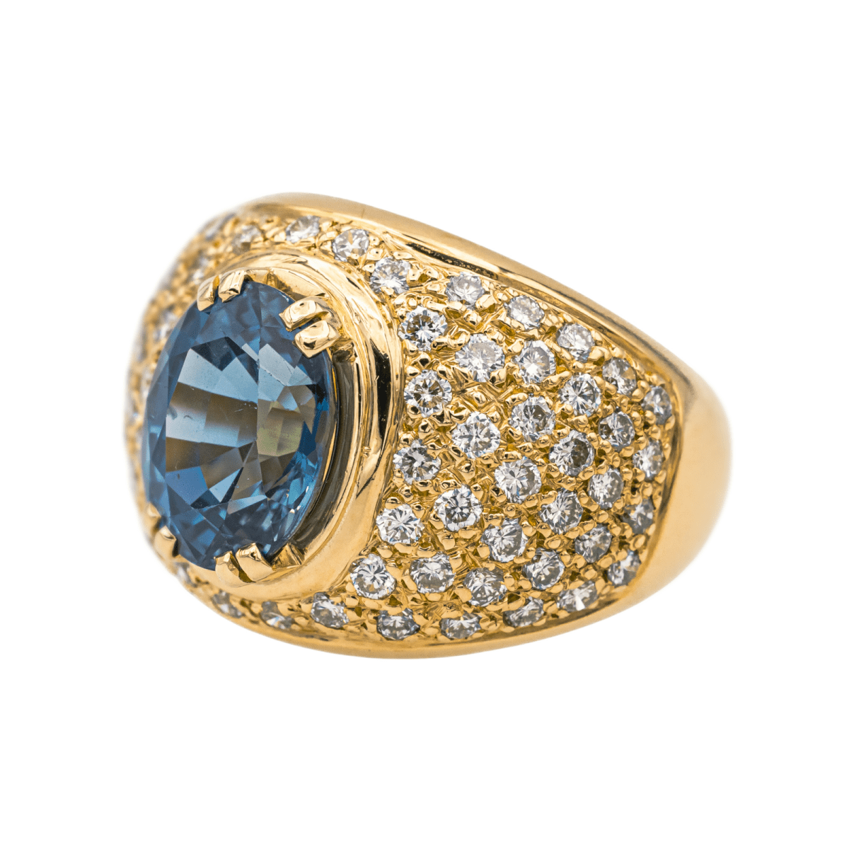 Bague en or jaune, saphir et diamants - Castafiore