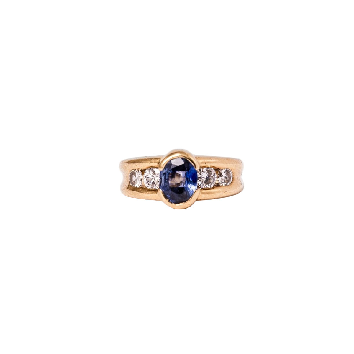 Bague en or jaune saphir et diamants - Castafiore