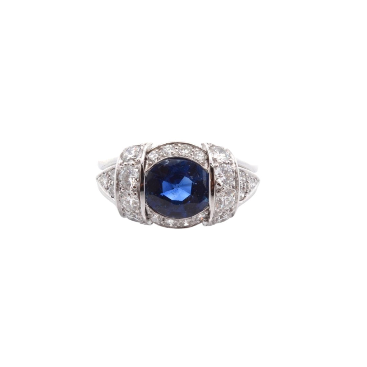 Bague en or jaune, saphir et diamants - Castafiore