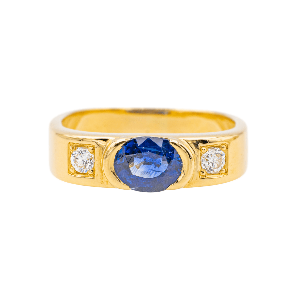 Bague en or jaune, saphir et diamants - Castafiore